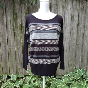 NWT LAURA lightweight retro 80s batwing style striped Sweater